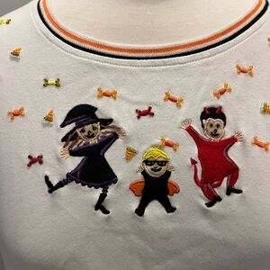 Storybook Knits long sleeve women’s white Halloween cotton shirt size medium